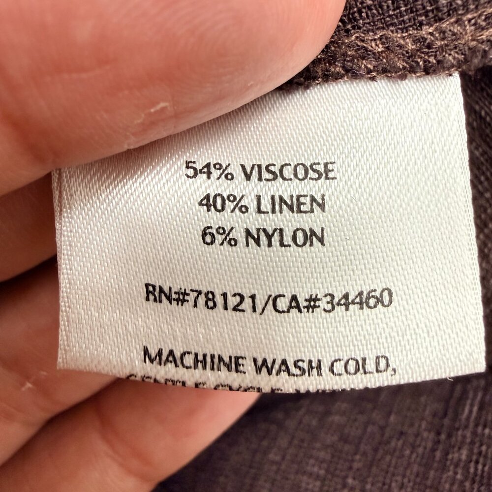 EILEEN FISHER Women's EUC 3/4 Sleeve Linen Button Up Top‎ "Plum" | Size S - Picture 7 of 8
